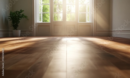Wallpaper Mural Empty room sunlight wood floor Torontodigital.ca