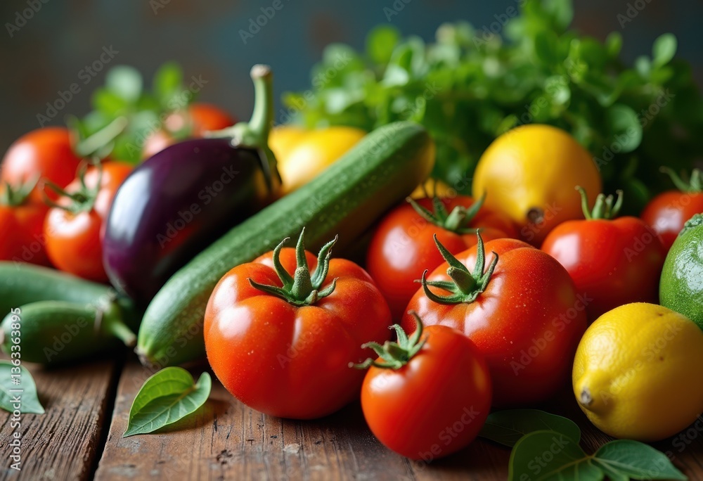 vibrant colorful fruits vegetables displayed textured surface rustic food series, pepper, carrot, potato, cucumber, eggplant, radish, kiwi, grape, orange vibrant colorful fruits vegetables displayed textured surface rustic food series, pepper, carrot, potato, cucumber, eggplant, radish, kiwi, grape, orange