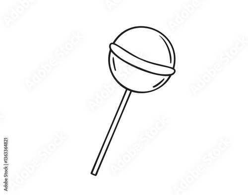 Lollipop sweet candy or lollipop on a stick doodle hand drawn icon. Outline drawing lollipop line clipart symbol