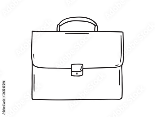 briefcase doodle hand drawn icon. Outline drawing briefcase line clipart symbol