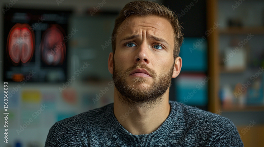 Obraz premium Worried man in medical office