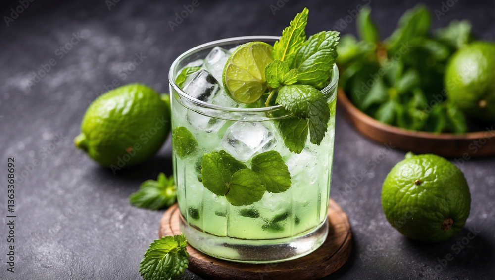 Refreshing Mojito Cocktail Isolated on a White Background for Beverage and Summer Themes Refreshing Mojito Cocktail Isolated on a White Background for Beverage and Summer Themes