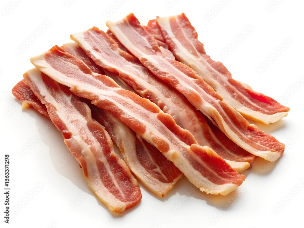 bacon strips sliced ham isolated on white bacon strips sliced ham isolated on white