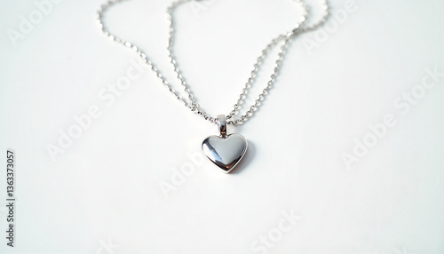 Wallpaper Mural Silver heart pendant necklace on a plain white background   Torontodigital.ca