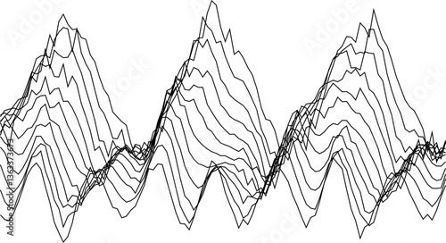 Dynamic waveform patterns depicting rhythmic movement in minimalist design for modern art projects.