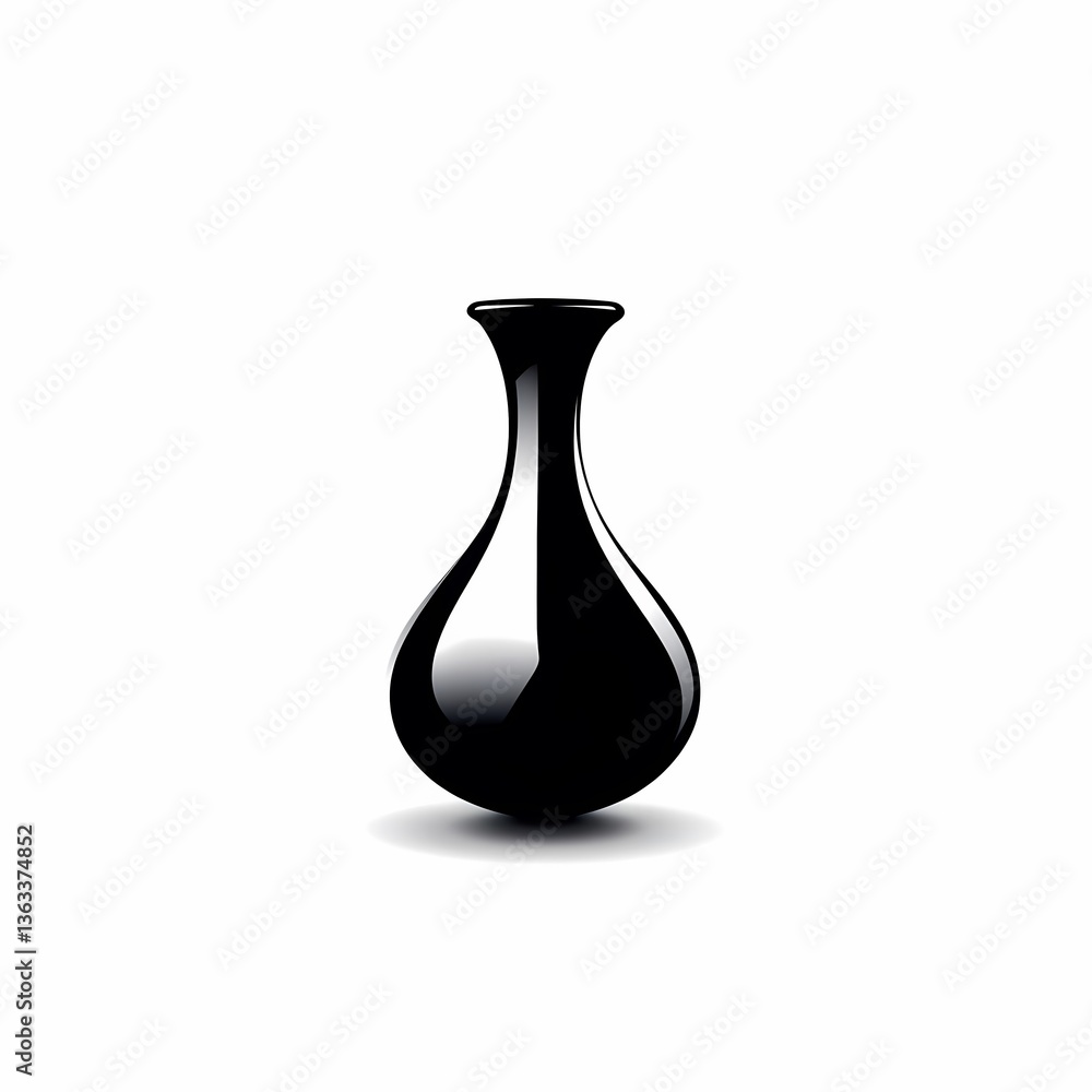 Elegant black vase with a sleek silhouette A minimalist decorative object for flowers or ornamental display Elegant black vase with a sleek silhouette A minimalist decorative object for flowers or ornamental display