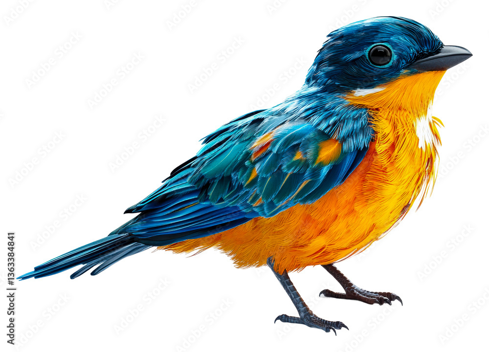 Obraz premium Colorful bird perched on branch nature scene detailed isolated on transparent background