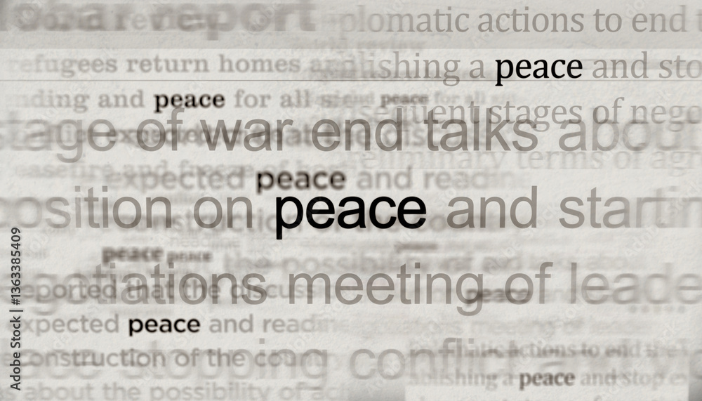 Fototapeta premium Peace and war is end headline titles media 3d illustration