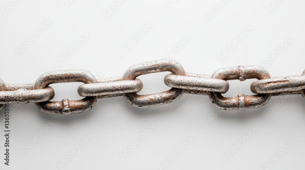 Fototapeta premium Rusty metal chain on white background