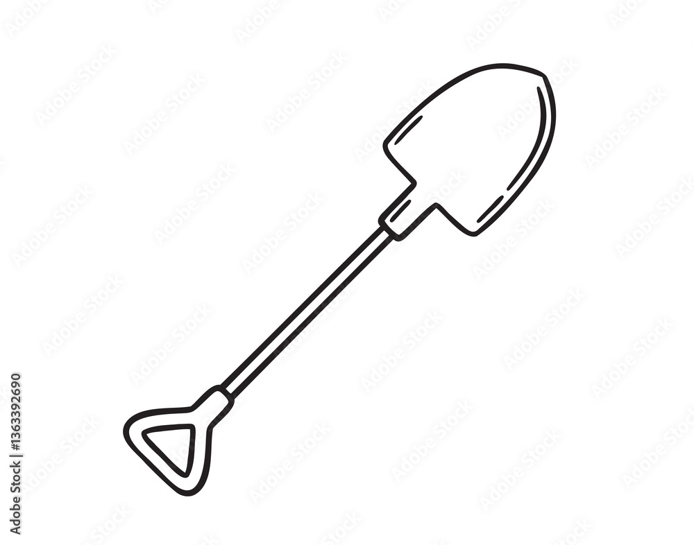 shovel doodle hand drawn icon. Outline drawing shovel line clipart symbol shovel doodle hand drawn icon. Outline drawing shovel line clipart symbol