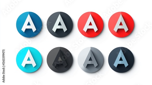 Eight letter A icons, various colors, design elements, white background, for website or app Free Download Eight letter A icons, various colors, design elements, white background, for website or app - GFXLoad