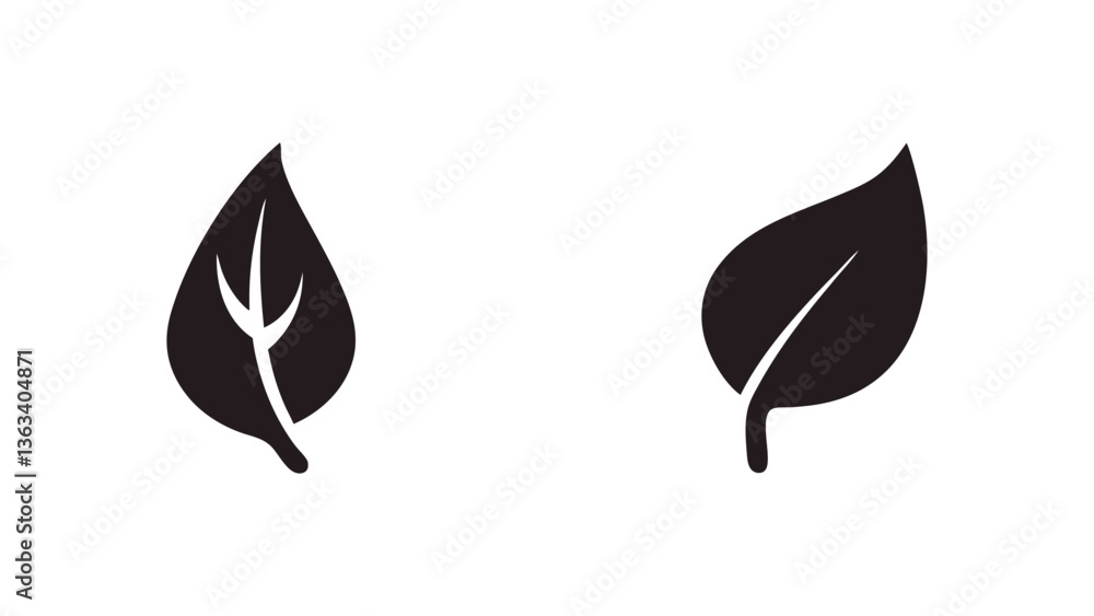 Leaf Silhouette Icon Set – Minimalist Botanical Vector Illustration Leaf Silhouette Icon Set – Minimalist Botanical Vector Illustration