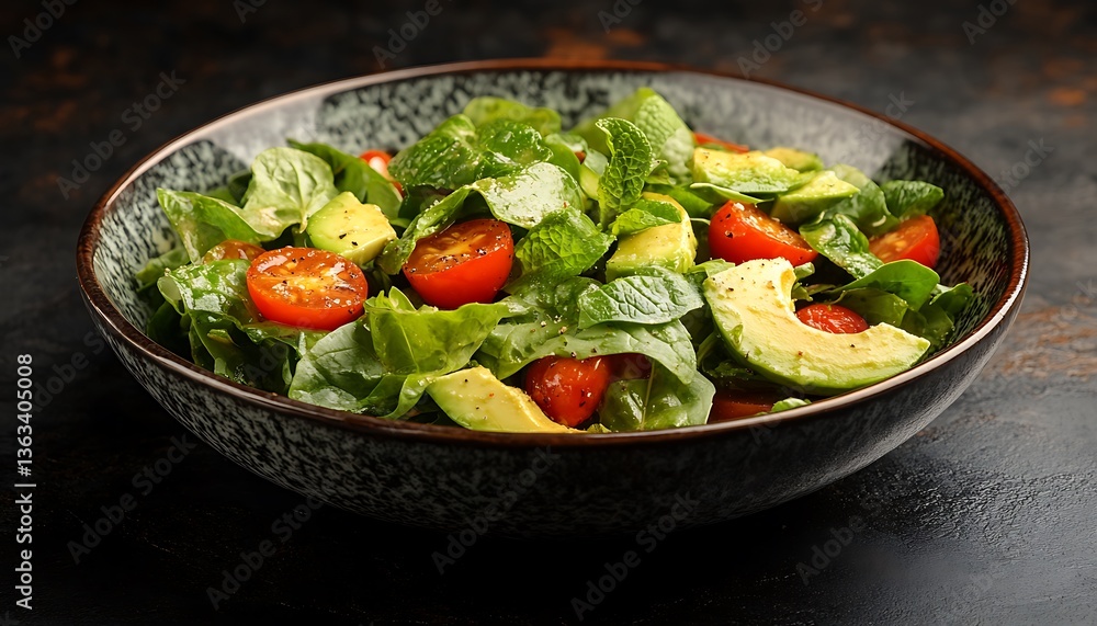 Fresh Avocado Salad on Dark Table Fresh Avocado Salad on Dark Table