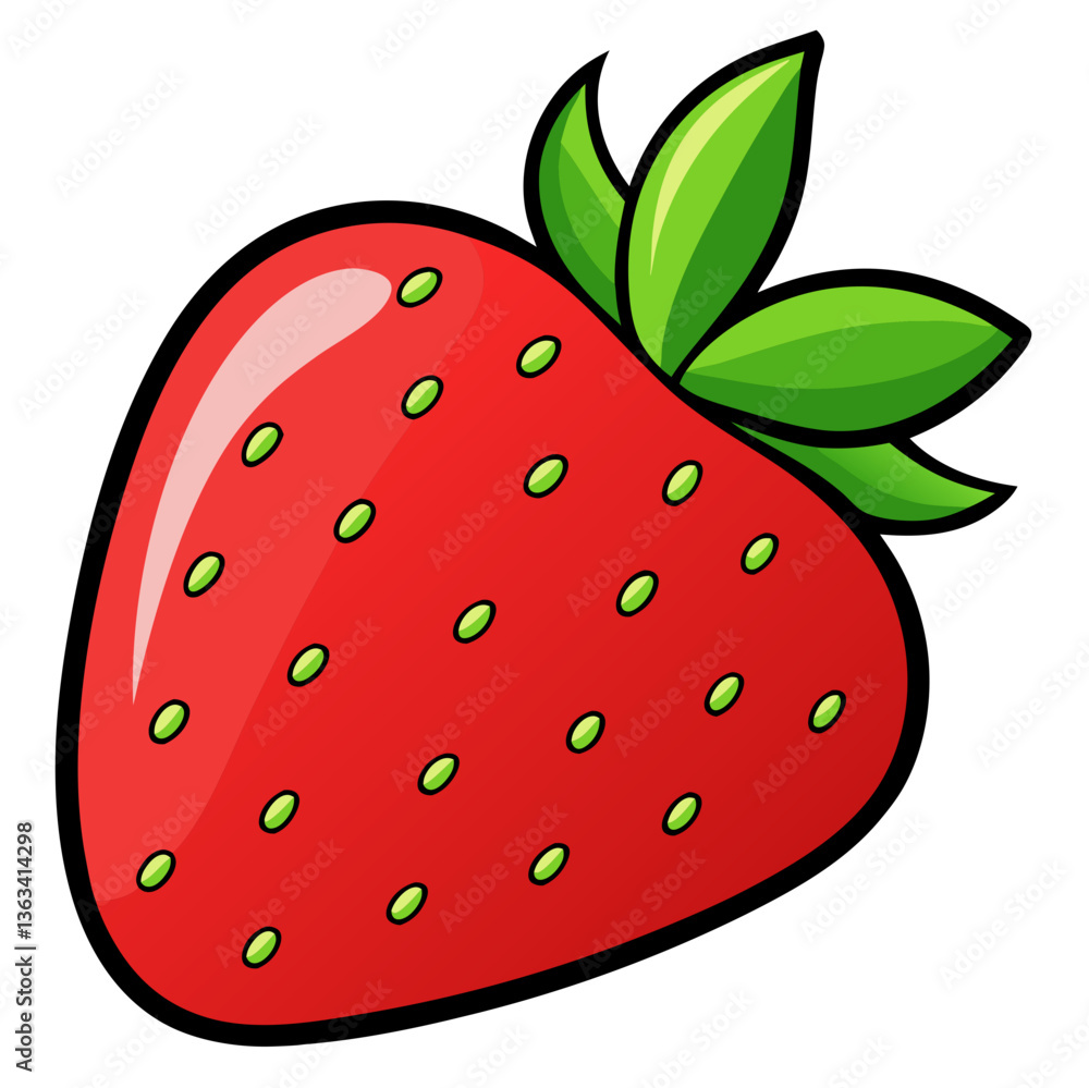 Cartoon strawberry with vibrant colors on a transparent background Cartoon strawberry with vibrant colors on a transparent background