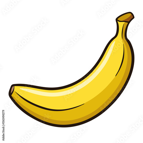 Vibrant yellow banana on a transparent background  
