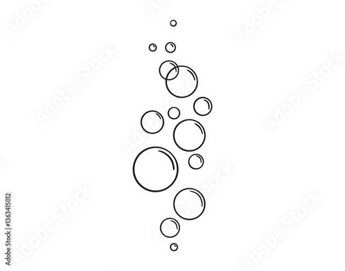 bubbles of fizzy drink or bubbles in the water from fish doodle hand drawn icon. Outline drawing bubbles in the water line clipart symbol