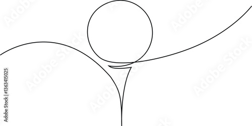 Golf ball one line art. Continuous line drawing of ball, sport, ball sports, Vector drawing on a white background.