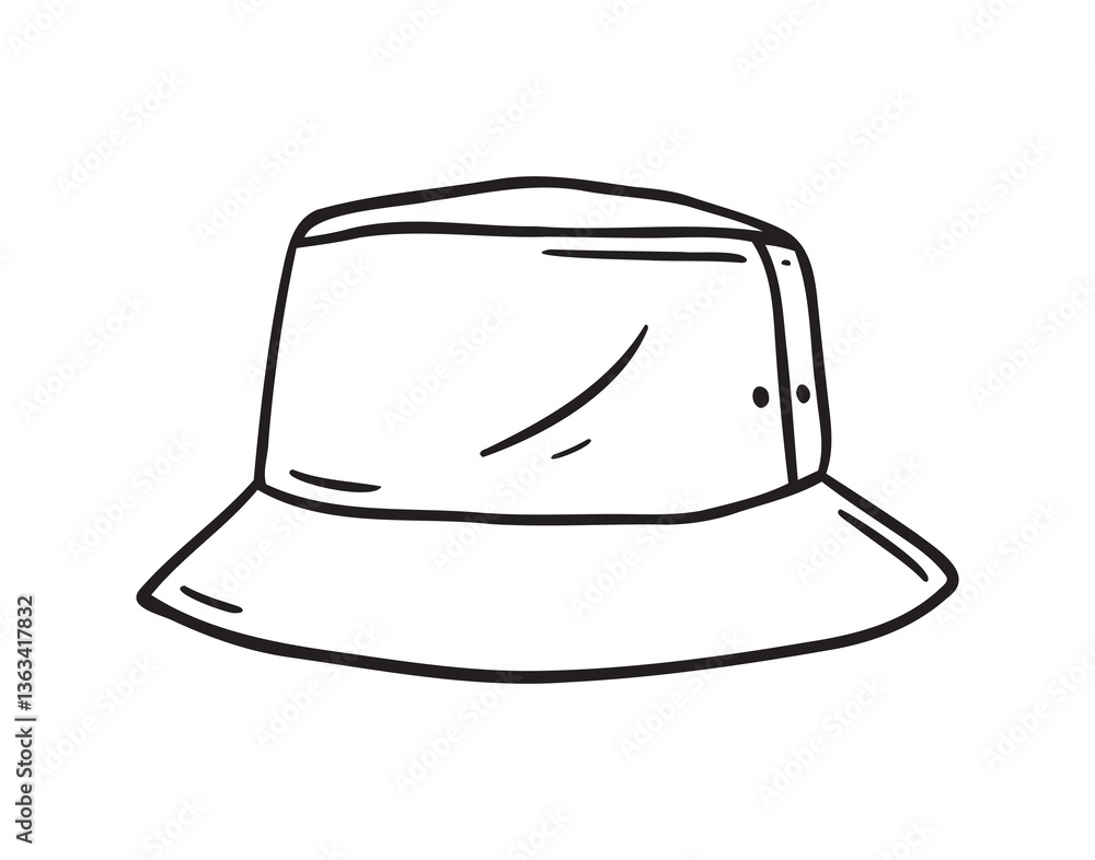 Panama hat summer headwear for sun protection doodle hand drawn icon. Outline drawing panama hat line clipart symbol