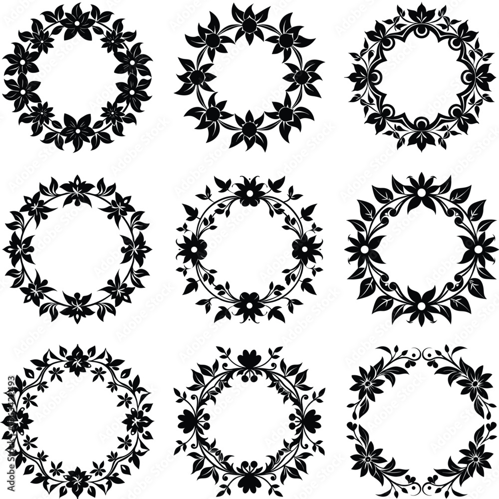 Set of Elegant Floral Decorative Frames Set of Elegant Floral Decorative Frames