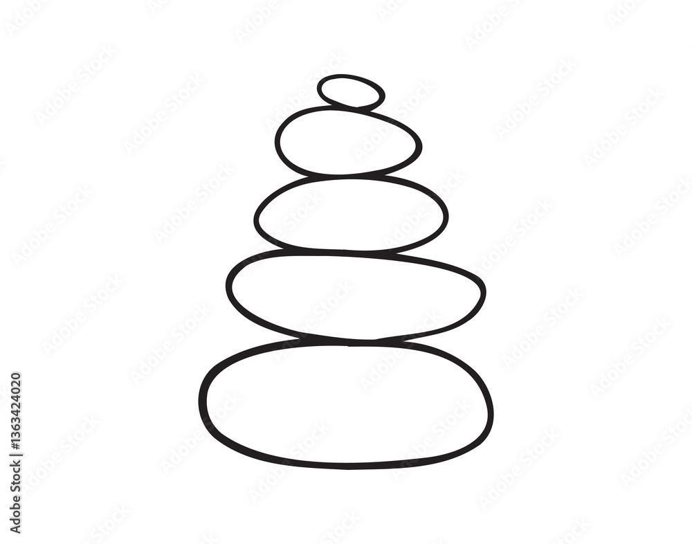 Yoga stones stack doodle hand drawn icon. Outline drawing balanced zen stone line clipart symbol. Spa pebbles black and white graphic line illustration. Yoga stones stack doodle hand drawn icon. Outline drawing balanced zen stone line clipart symbol. Spa pebbles black and white graphic line illustration.