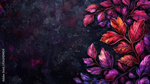 Autumn leaves, dark background, artistic design, border, wallpaper
