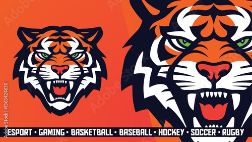 Wild Tiger Mascot - Fierce Vector Logo for Esports & Sports Teams (Basketball, Hockey, Soccer, Gaming)
