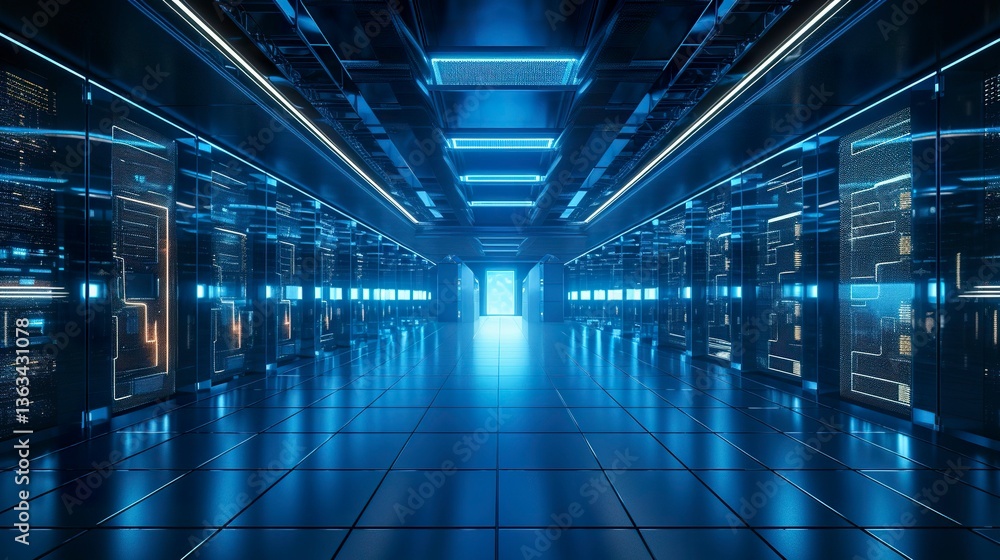 A photo of a secure data center facility managing fin A photo of a secure data center facility managing fin