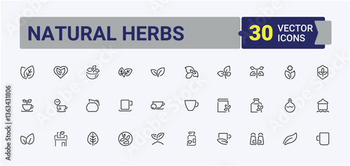 Herbal Plants line icon. Contains related to organic, leaf, herb, herbal and more. Herbs icon set. Minimal icons collection. Editable stroke. Pixel Perfect.