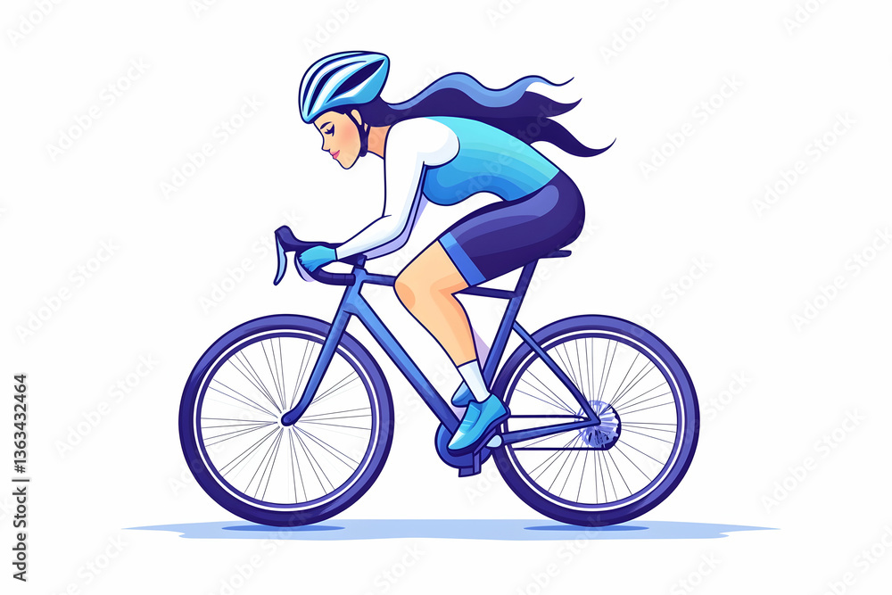 Obraz premium Woman cyclist in athletic wear riding road bike