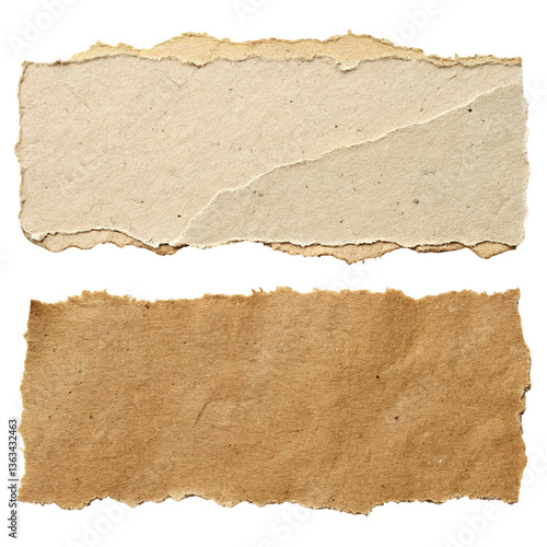 Torn paper pieces isolated art transparent background
