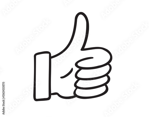  Thumb up hand gesture hand drawn doodle symbol. Drawing line thumb up sketch clipart icon. 