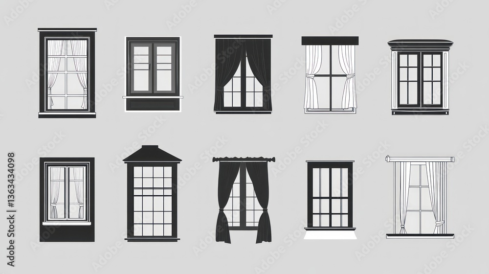 Windows array Architecture. Different designs with curtains & light; Interiors use Windows array Architecture. Different designs with curtains & light; Interiors use