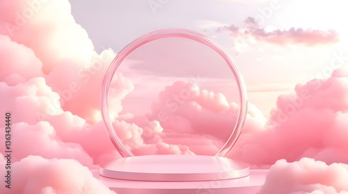 Elegant Transparent Podium Decorated with Pink Flowers for Presentations and Events