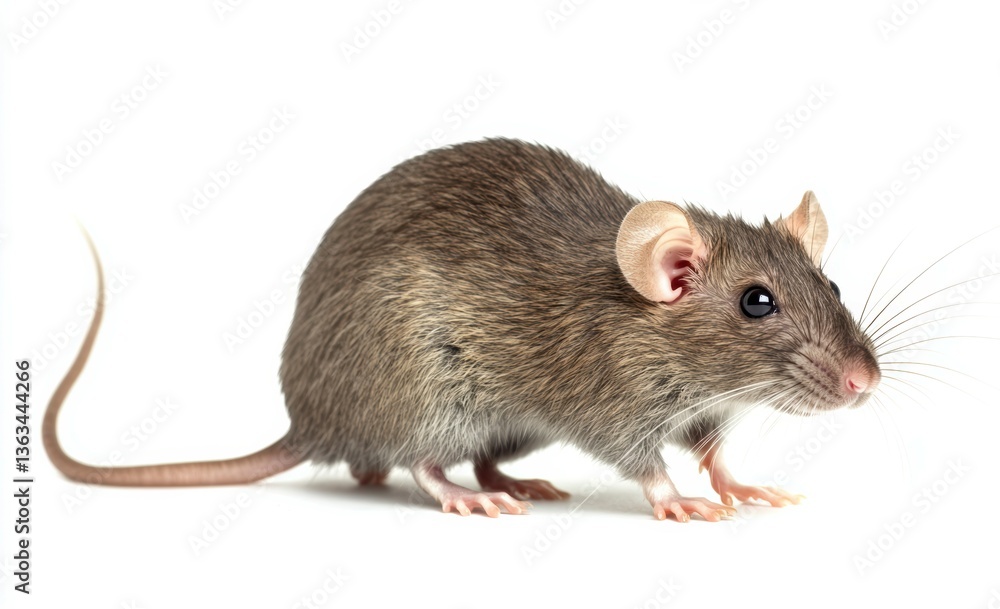 Small rodent sitting and looking alert on a plain background during indoor setting Small rodent sitting and looking alert on a plain background during indoor setting