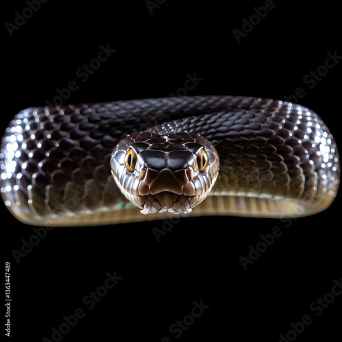 Obraz na płótnie A close up of a snake on a black background w salonie