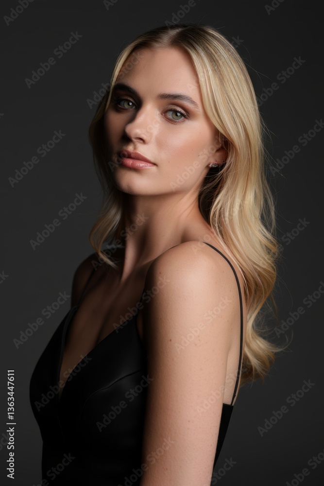 A woman in a black dress posing for a picture A woman in a black dress posing for a picture