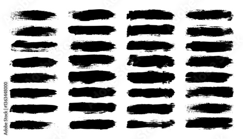 Grunge brush strokes, lines, ink smudges, hand-drawn scribble shapes. Handmade sketchy marks, acrylic stains, charcoal streaks. Paint textures, dry brush effect. Marker underline. Vector illustration