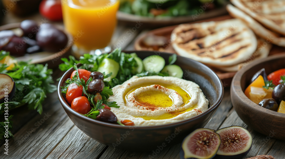 Hummus Bowl With Fresh Vegetables Hummus Bowl With Fresh Vegetables