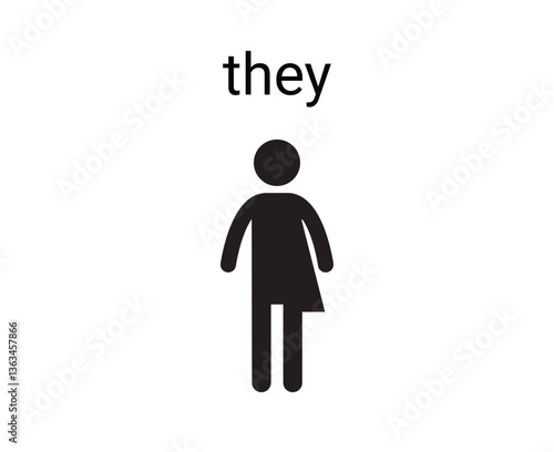 Gender they sign concept. Word they written with unisex or transgender icon. 