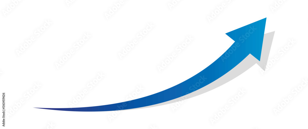 Long business growth curved arrow. Financial goal background template. Investment economy value concept. Long business growth curved arrow. Financial goal background template. Investment economy value concept.