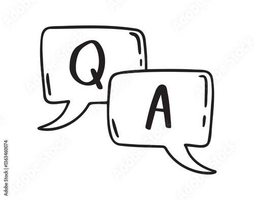 information icons. about info and questions. answer to a question. contacting support doodle hand drawn icon set. Outline drawing line clipart symbol collection