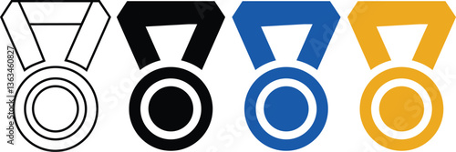 Medal, winner prize icon set