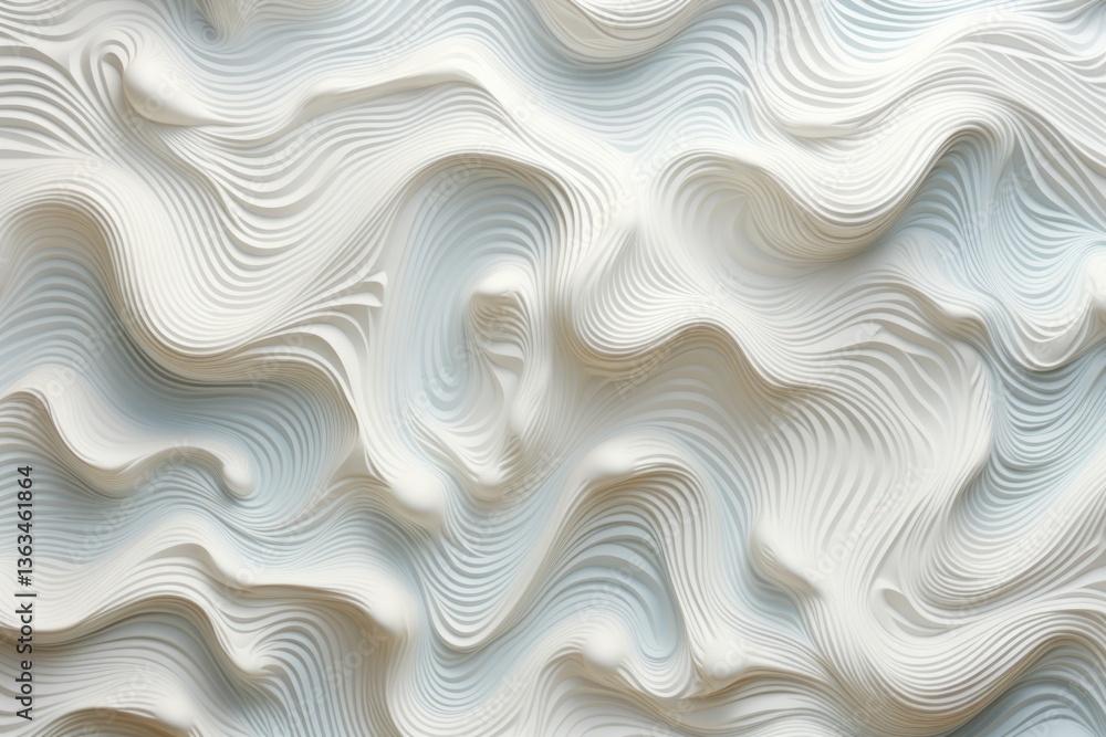 Abstract white wavy layered background with organic flowing curves