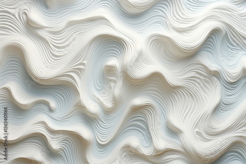 Obraz na płótnie Abstract white wavy layered background with organic flowing curves w salonie