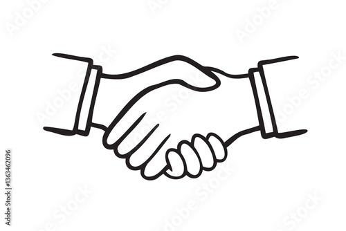 Hand Drawn Handshake doodle outline icon Vector Illustration for Partnership Concept 
