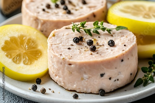 Deliciously Prepared Meat Rounds Garnished with Lemon and Herbs