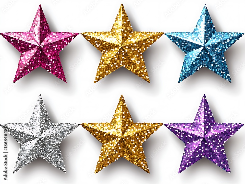Glittering Stars Collection on White Glittering Stars Collection on White