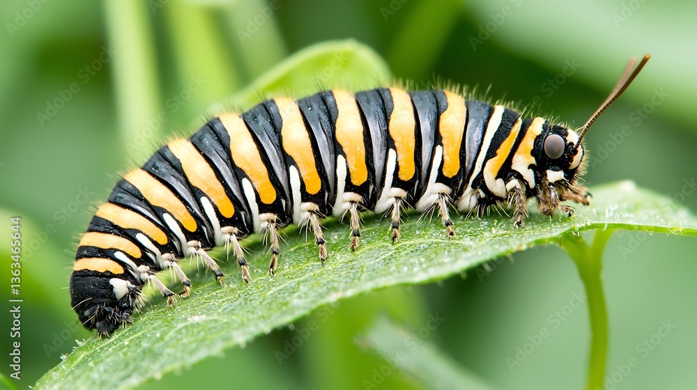 Caterpillar on a leaf, vibrant colors Caterpillar on a leaf, vibrant colors