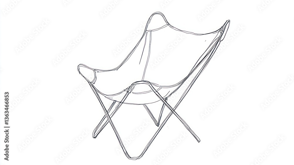 Sketch of a Folding Lounge Chair Sketch of a Folding Lounge Chair