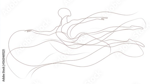 Wallpaper Mural Abstract Line Drawing of a Flying Figure Torontodigital.ca